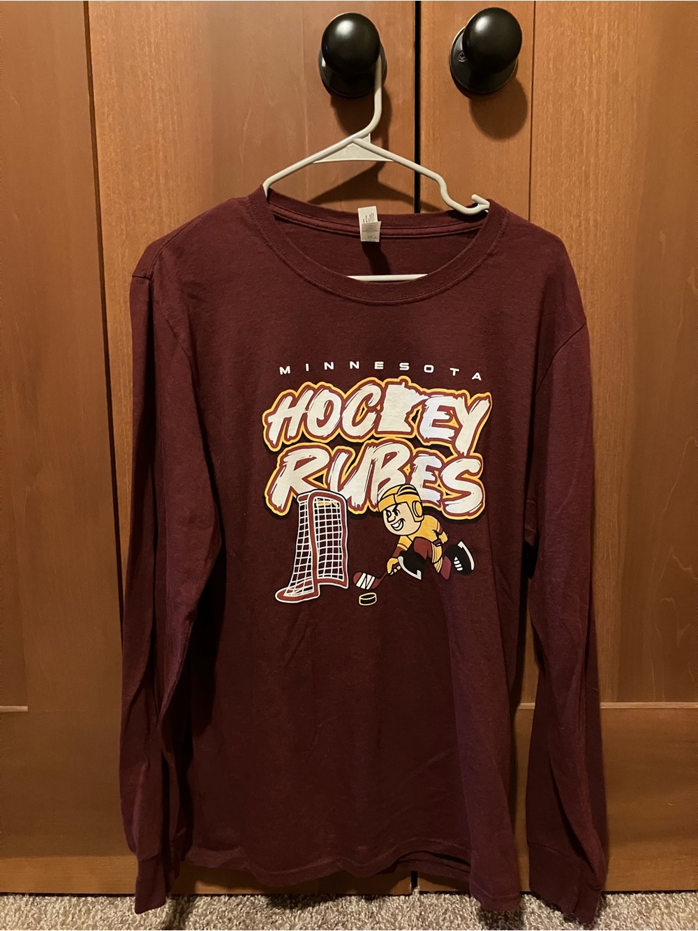 Jerzees Minnesota Hockey Rubes Maroon Graphic Crewneck Tee OBO